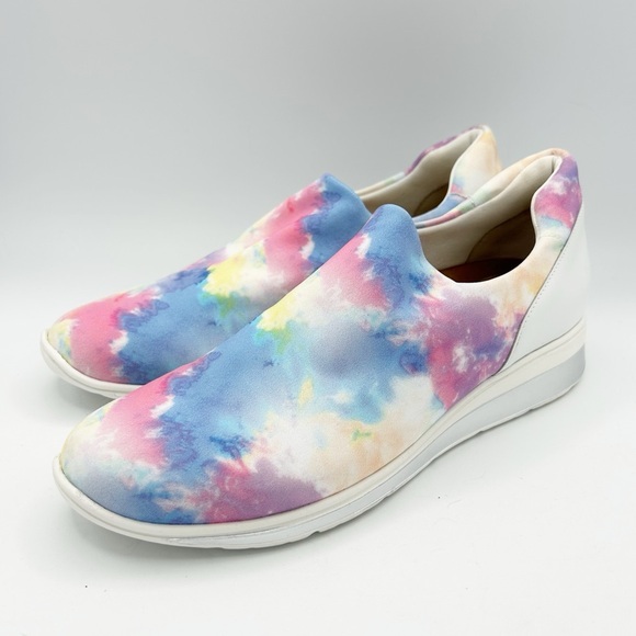 Walking Cradles White‎ Dash Sneakers With Multi Color Tie Dye 10 Narrow - Picture 1 of 9
